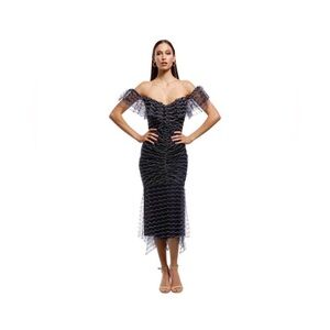 NWT Alice McCall Navy Off-Shoulder Lace Midi Dress
